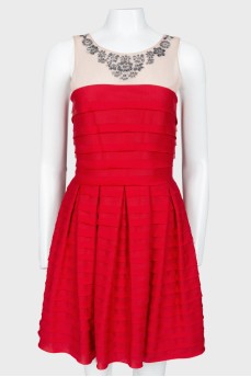 Pleated dress with rhinestones