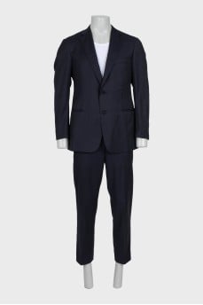 Men's black striped suit made of wool and silk