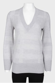 Grey V-neck pullover