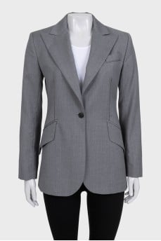 Gray straight-cut wool jacket