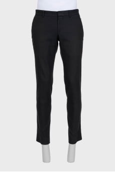 Men's black straight-leg trousers with pockets