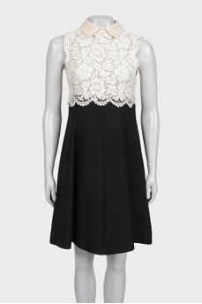 Fitted dress made of wool and silk with a zipper
