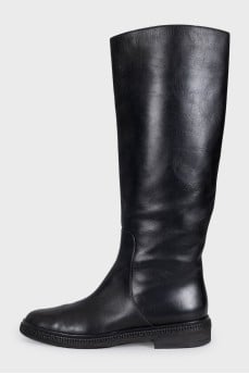 Black leather boots