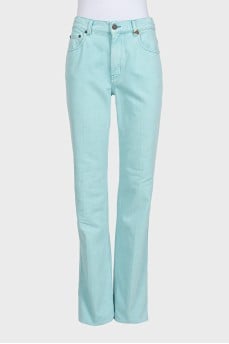 Light blue high-waist straight jeans with tag
