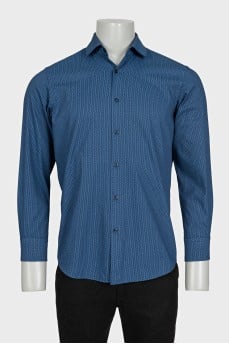 Men's straight blue shirt with a small print