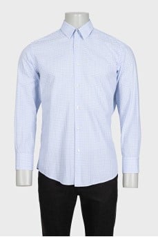 Men's light blue checkered shirt
