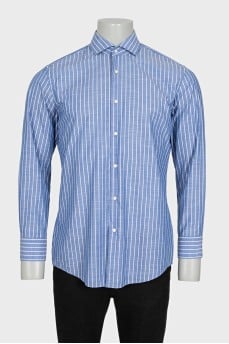 Men's light blue striped straight-cut shirt