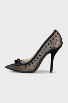 Transparent pumps decorated with rhinestones