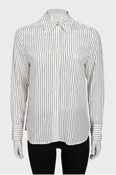 White straight-cut shirt with black stripes