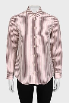 Straight-cut striped button-down shirt