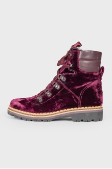 Purple velour boots