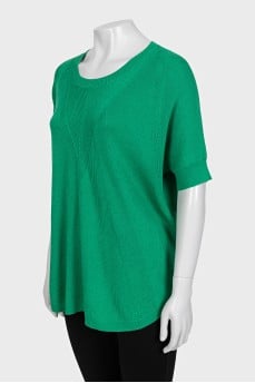 Short sleeve wool and silk jumper