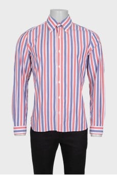 Men's red and blue striped shirt