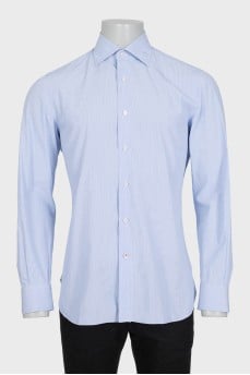 Men's straight blue striped shirt