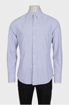 Men's straight blue checkered shirt