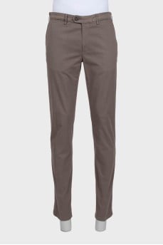 Men's straight-leg brown trousers