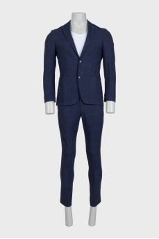 Men's blue wool straight-cut suit