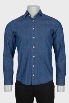 Men's dark blue button-down shirt