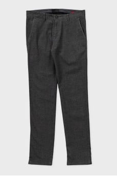 Men's grey tapered trousers with pockets