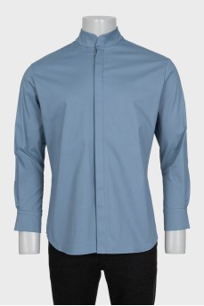Men's stand-up collar shirt with tag