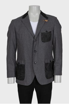 Men's gray jacket with patch pockets