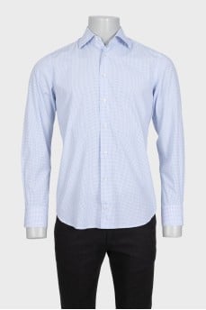Men's white shirt with a small blue print