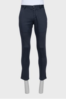 Men's black straight-leg trousers with pockets