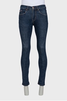 Men's blue mid-rise jeans