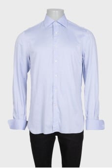Men's light blue straight shirt with a small print