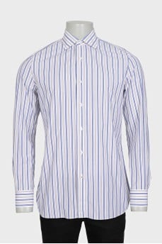 Men's white shirt with two-tone stripes