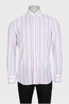 Men's white shirt with wide stripes