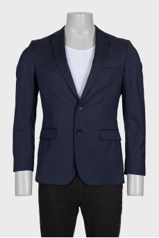 Men's single-breasted blue wool jacket