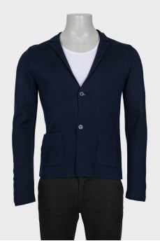 Men's blue cardigan with a button-down neckline