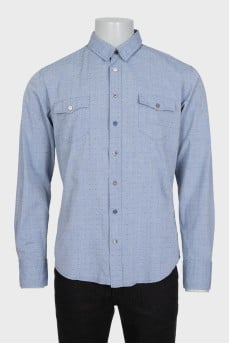 Мужская синяя рубашка slim fit в принт