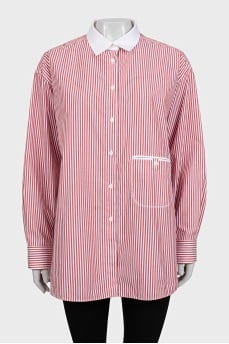 Red striped shirt with a white collar