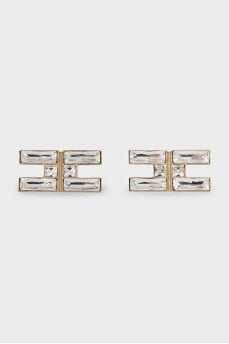 Earrings with crystals in the shape of a logo