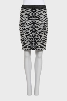 Gray printed pencil skirt