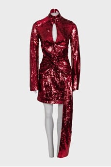 Red dress decorated with sequins