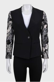 Cropped jacket with printed sleeves