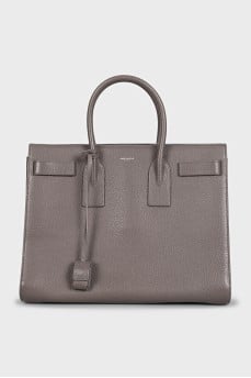 Gray leather tote Sac de Jour