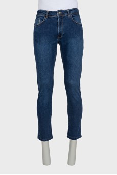Men's blue jeans with patch pockets