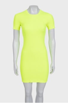 Green ribbed bodycon dress