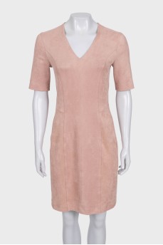 Fitted beige suede dress