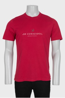Men's red t-shirt with text print