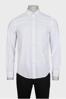 Men's white slim fit shirt with embroidered logo