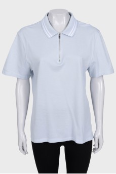 Blue polo shirt with zipper