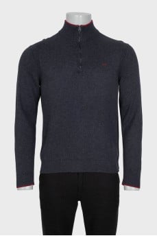 Men's grey zip-up jumper with brand logo