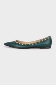 Кожаные балетки Rockstud с шипами 
