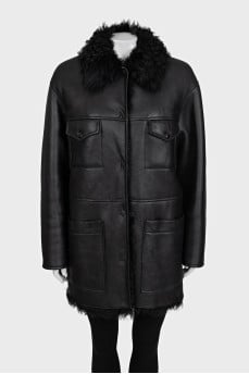 Straight lambskin coat