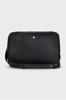 Men's black leather crossbody bag